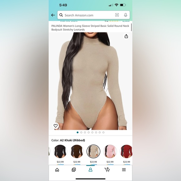 Amazon Women’s Tan Turtle neck bodysuit Size Small - Picture 2 of 2